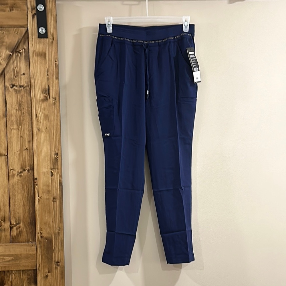 Barco Uniforms Blue Cargo Pants with Elastic Waistband and Drawstring